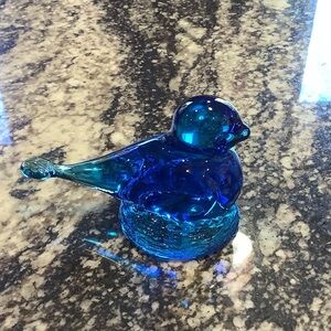 Elegant Blue Glass Bird Figurine